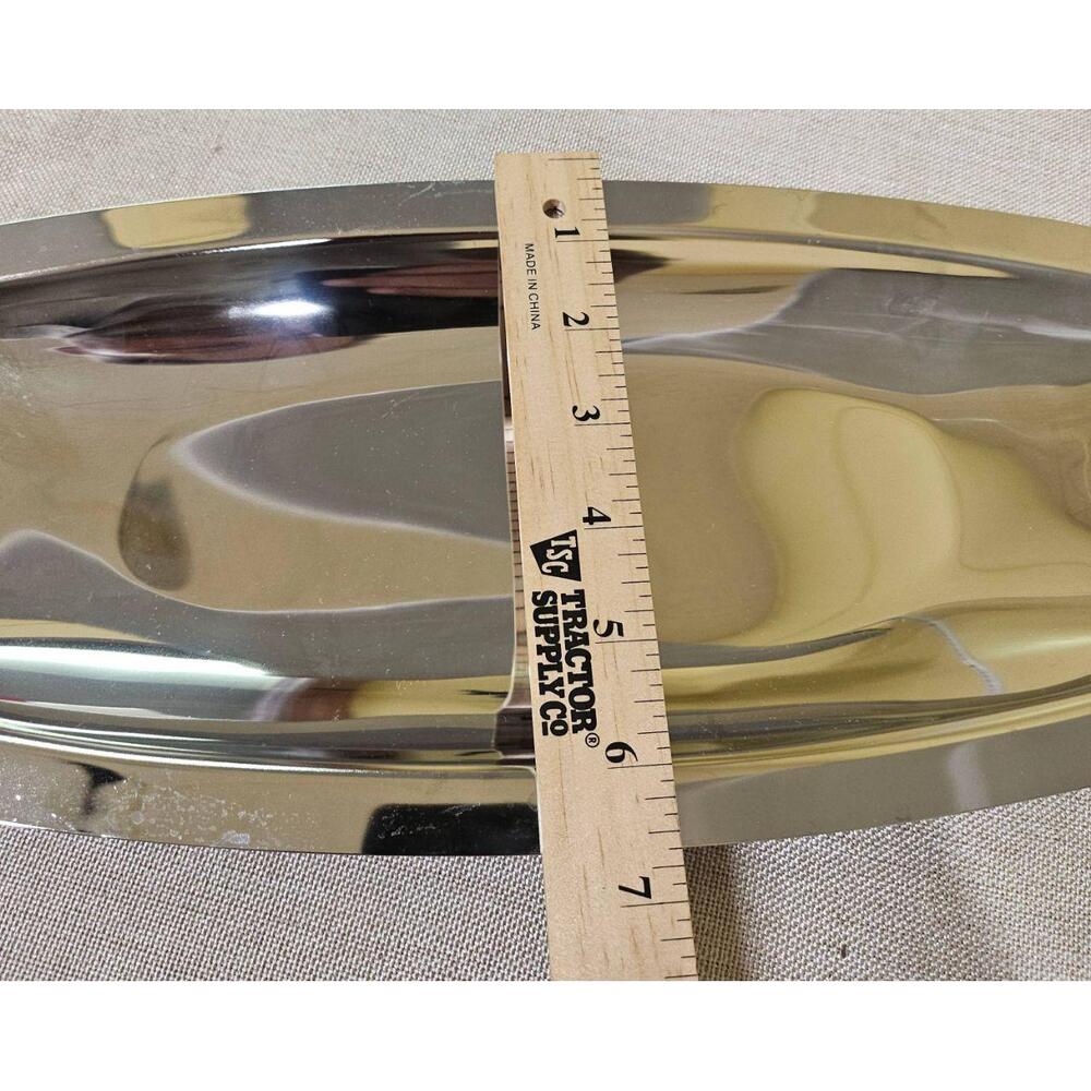 Vtg KROMEX Oblong Art‎ Deco Serving Tray Silver Gold Geometric Handles 1950s - Picture 8 of 10